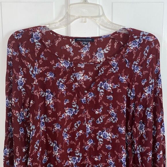 American Eagle Outfitters floral printed boho blouse size L - Picture 2 of 10